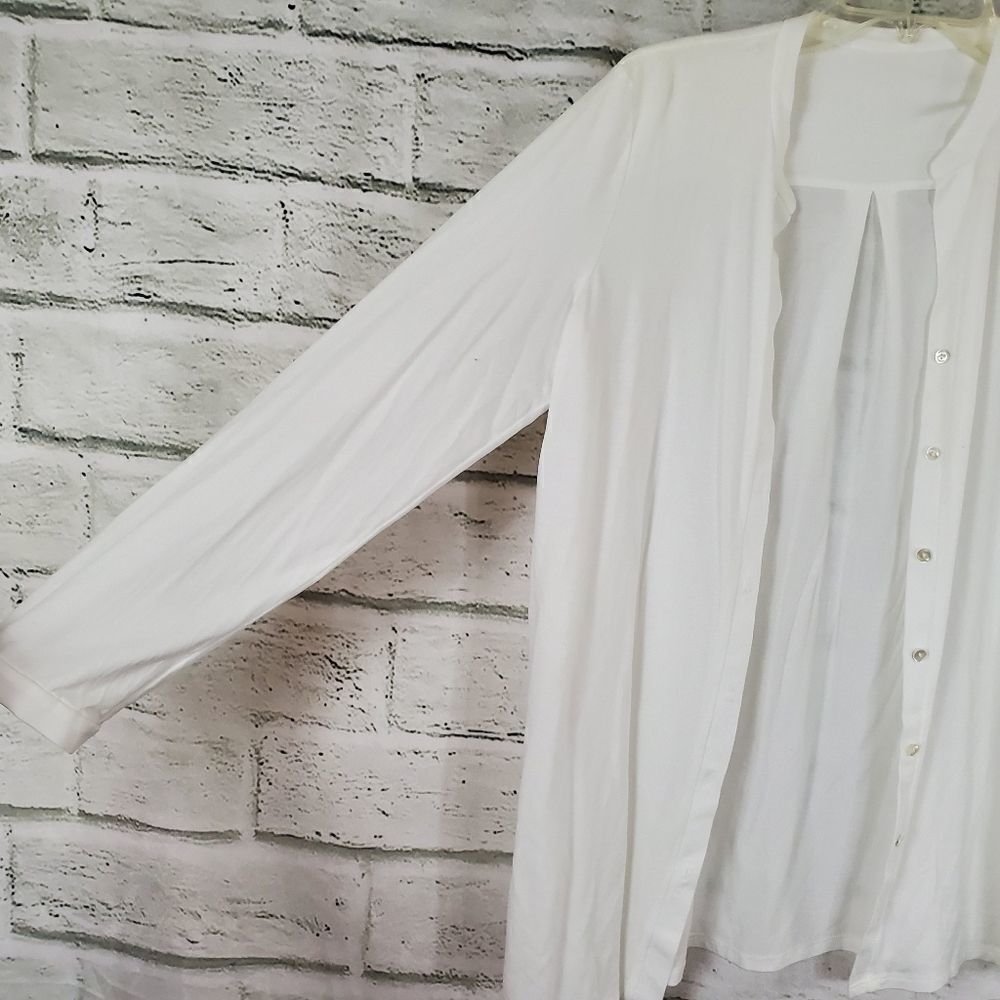 Eileen Fisher tencel open front cardigan white - Picture 3 of 5